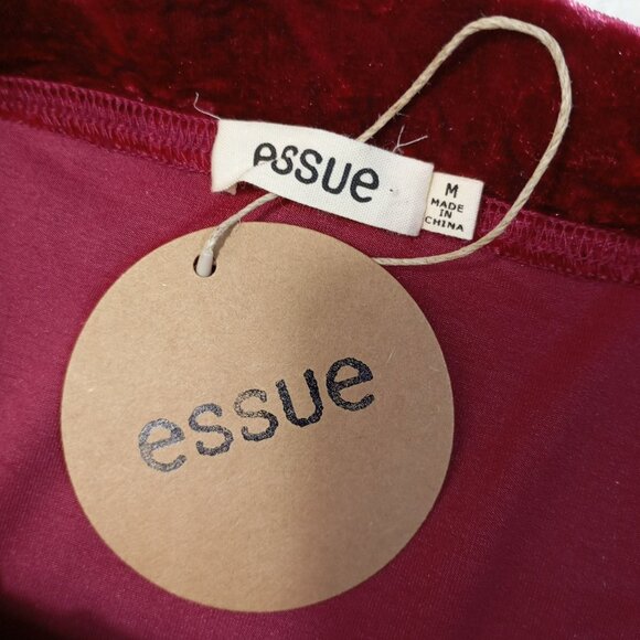 Burgundy Off-Shoulder Velvet Mini Dress With Gold Zipper Front By Essue Size M - Picture 2 of 8